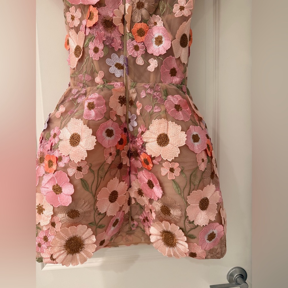 New Bronx and Banco Jasmine Embroidered Floral Applique Mini Dress - Picture 14 of 15